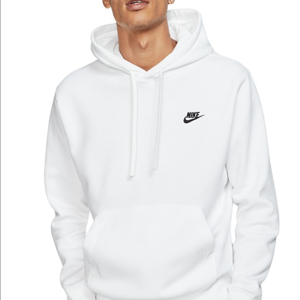 White Men's Sportswear Club Fleece Pullover Hoodie size medium
